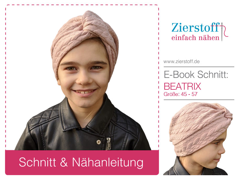 Mütze, Beanie, Turbanmütze, ""BEATRIX"" – für Kinder, Gr. 45 – 57 Mütze, Beanie, Turbanmütze, ""BEATRIX"" – für Kinder, Gr. 45 – 57