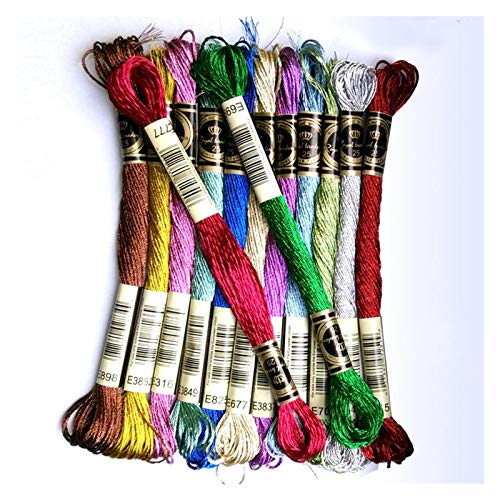 Multicolor Cross Stitch Gold- und Silberfäden Kreuzstich Stickereifaden benutzerdefinierte Kreuzstichfäden Farben Stickgarn (Color : E6415, Side Type : 8 Meters)
