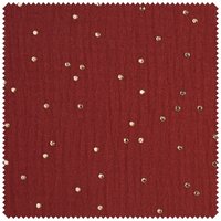 Musselin Baumwoll-Stoff "Goldene Punkte" - Terrarot von Rot