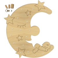 Nachtlicht "Mond mit Baby", Pappel-Sperrholz Nachtlicht "Mond mit Baby", Pappel-Sperrholz von Beige