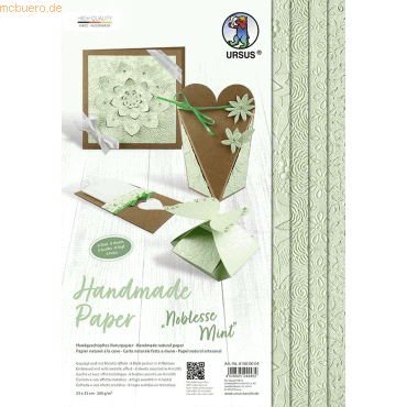 Naturpapier handmade Noblesse 200g/qm 23x33cm VE=8 Blatt mint Naturpapier handmade Noblesse 200g/qm 23x33cm VE=8 Blatt mint