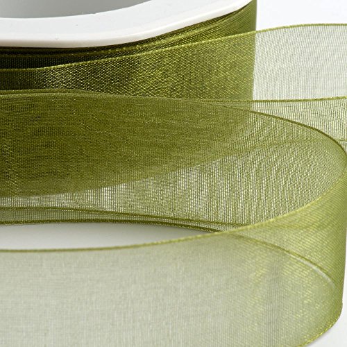 Italian Options Organza-Chiffonband, 15 mm x 20 m Rolle, moosgrün von Italian Options