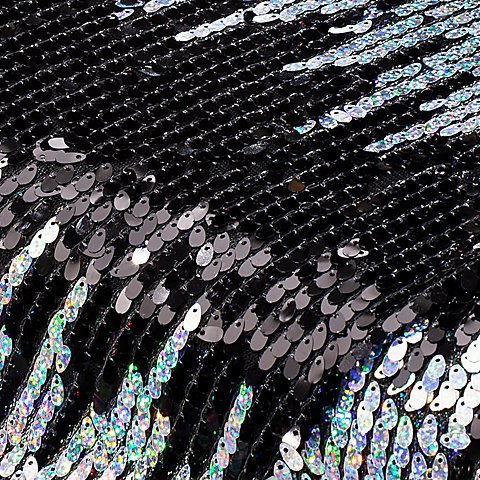 Paillettenstoff "Goldregen", schwarz/silber Paillettenstoff "Goldregen", schwarz/silber