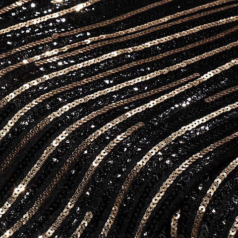 Paillettenstoff "Linien", schwarz/gold Paillettenstoff "Linien", schwarz/gold