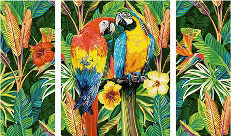 Papageien im Regenwald (Triptychon)