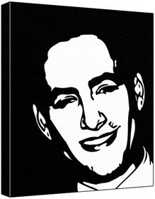 Rene Lavan Pop Art Painting (100% Originalgemälde, kein Druck!) Acrylfarbe auf tief gerahmter Leinwand (60 x 50 x 1,8 cm), 2-farbig schwarz/weiß