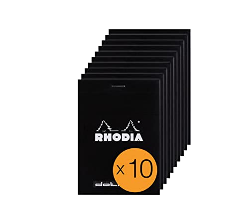 Rhodia 12559C - Packung mit 10 Notizblöcken No.12, 8,5x12cm 80 Blätter Dot-Lineatur 80g, Schwarz, 1 Pack Rhodia 12559C - Packung mit 10 Notizblöcken No.12, 8,5x12cm 80 Blätter Dot-Lineatur 80g, Schwarz, 1 Pack von Rhodia