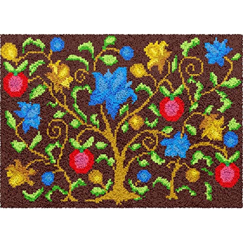 Riegelhaken-Kits für Erwachsene, Apfelbaum-Klapphaken-Teppich-Kits für Erwachsene, extra groß, DIY-Häkelteppich, Häkelteppich, Sofa-Dekoration, für Kinder, Handarbeit, Heimdekoration, Geschenk, Weiß