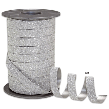 Ringelband - 10 mm x 100 m Glitter silber.