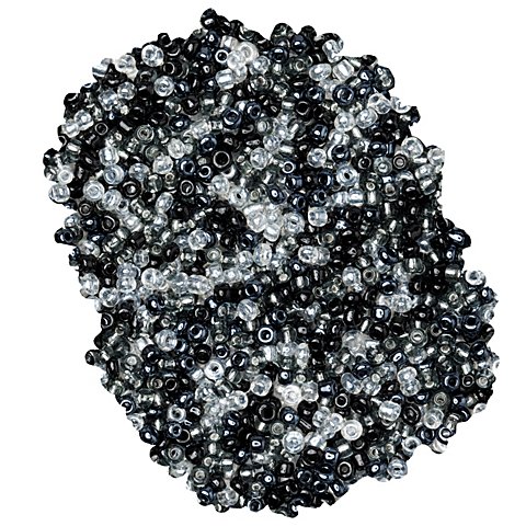 Rocailles-Perlen, grau-schwarz-klar, 2,5 mm Ø, 100 g Rocailles-Perlen, grau-schwarz-klar, 2,5 mm Ø, 100 g