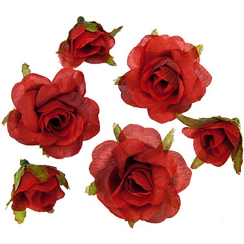 Rosenköpfe, rot, 1 - 2,5 cm Ø, 27 Stück Rosenköpfe, rot, 1 - 2,5 cm Ø, 27 Stück
