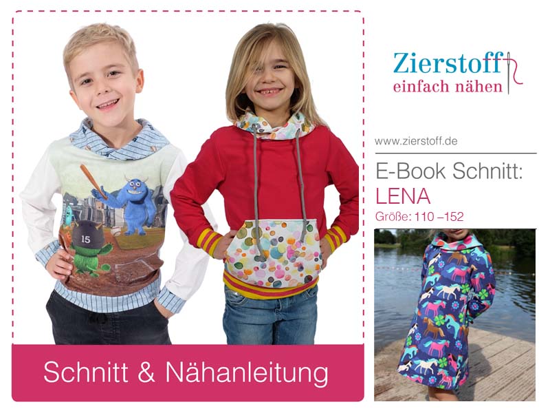 Schalkragenshirt / Kleid "LENA", Schnitt & E-Book, Gr. 110-152 Schalkragenshirt / Kleid "LENA", Schnitt & E-Book, Gr. 110-152