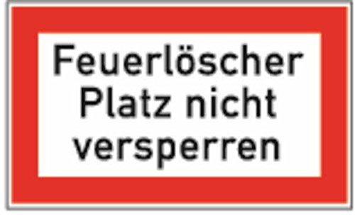Schild Feuerlöscher Platz nicht versperren - 200x120x0.45 mm Aluminium geprägt Schild Feuerlöscher Platz nicht versperren - 200x120x0.45 mm Aluminium geprägt
