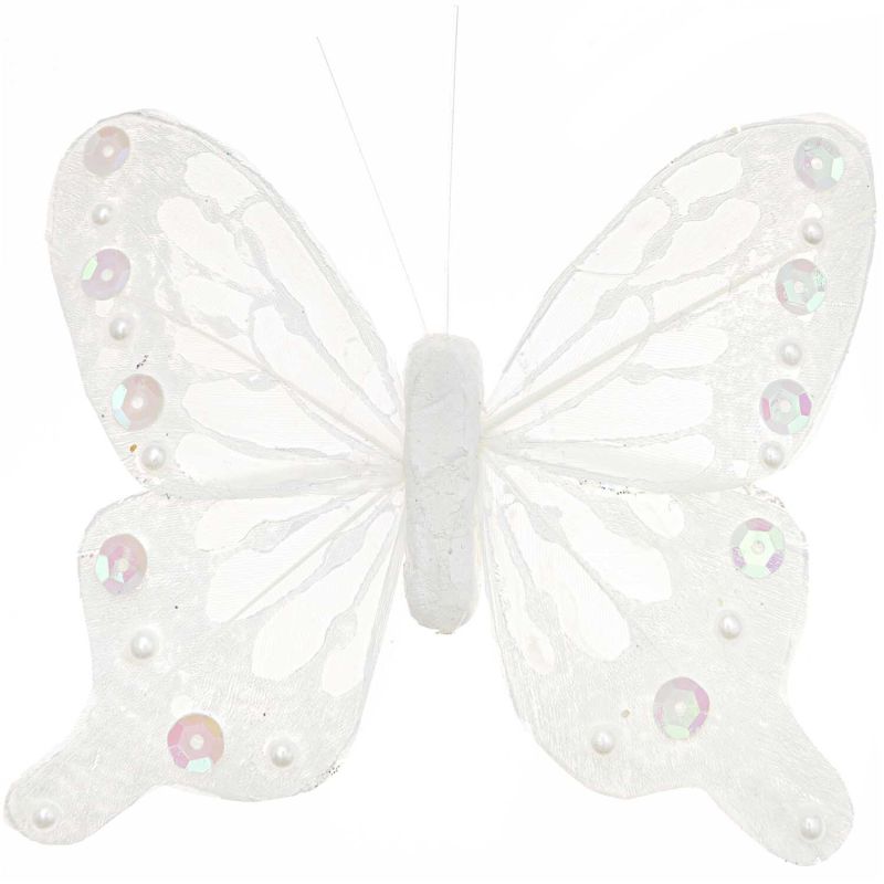 Schmetterling mit Clip weiß 11cm von idee. Creativmarkt