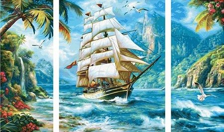 Segelschiff in der S�dsee - Triptychon Segelschiff in der S�dsee - Triptychon