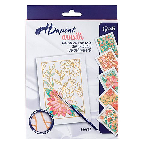 Seidenmalerei Karten-Set "Floral", 5 Stück