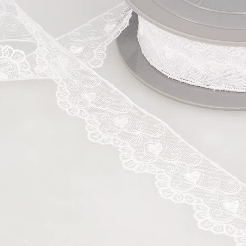 Spitzenbesatz aus Tüll, Weiß, Meterware Spitzenbesatz aus Tüll, Weiß, Meterware