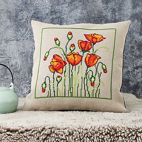 Stickkissen "Mohnblumen" Stickkissen "Mohnblumen"