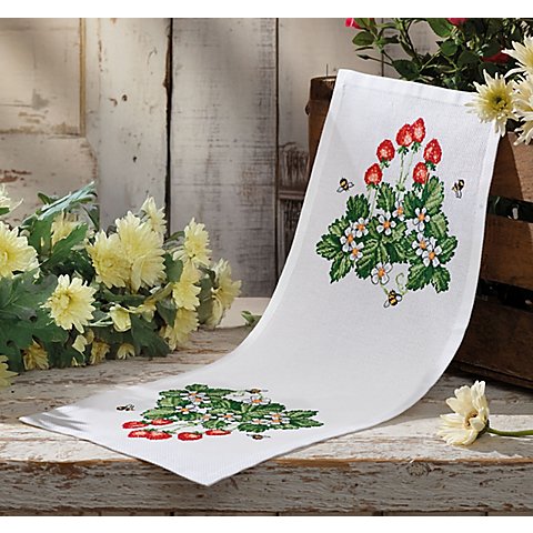 Stickläufer "Erdbeeren" Stickläufer "Erdbeeren"