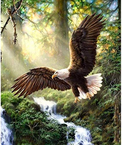 Stickset Stickbilder Kreuzstich Vorgedruckt-Fliegender Adler-40X50Cm Sticken Stickerei stickgarn Neujahrs Home Decor Kreativität Geschenke (11CT Vorgedruckte Leinwand)