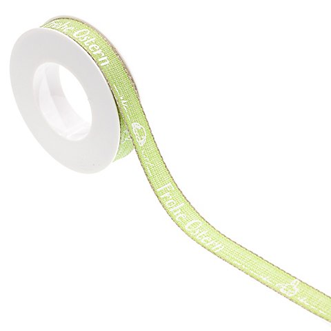 Stoffband "Frohe Ostern", grün, 15 mm, 5 m