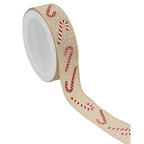 Stoffband "Zuckerstange", creme-rot, 25 mm, 5 m Stoffband "Zuckerstange", creme-rot, 25 mm, 5 m von buttinette