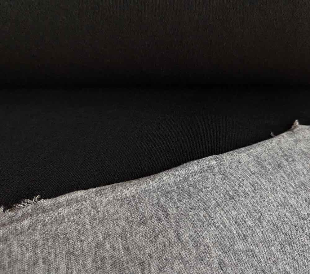 Strickstoff, Double Face Grau Schwarz - 150 cm Strickstoff, Double Face Grau Schwarz - 150 cm