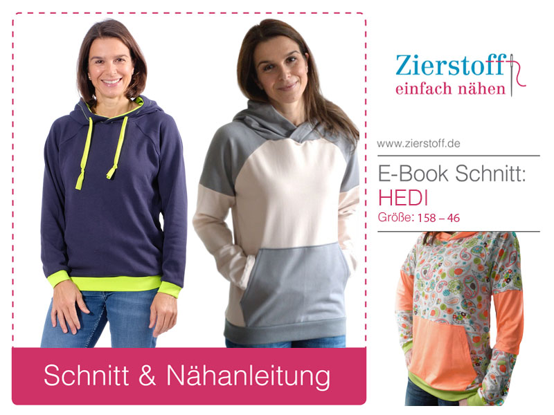 Sweatshirt ""HEDI"", Gr. 158 - Damengr 46 - mit und ohne Kapuze Sweatshirt ""HEDI"", Gr. 158 - Damengr 46 - mit und ohne Kapuze
