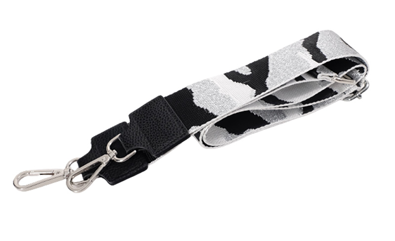 Taschenriemen / Gurtband mit Camouflage Schwarz / Silber – 5 cm Breite - Camouflage Silber