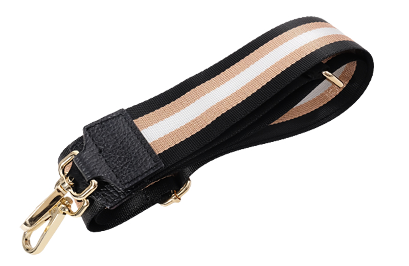 Taschenriemen / Gurtband mit Streifen – Schwarz / Silber / Gold / WeiÃ – 5 cm Breite - Streifen Schwarz Kupfer WeiÃ