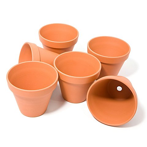 Tontöpfe aus Terrakotta, 12 cm hoch, 13 cm Ø, 6 Stück Tontöpfe aus Terrakotta, 12 cm hoch, 13 cm Ø, 6 Stück