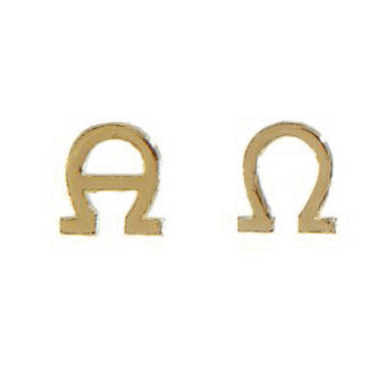 Verzierornament Alpha-Omega - 15 x 15 mm 2 Stück gold