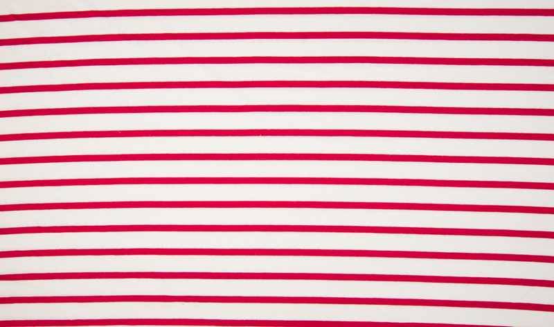 Viskose Sweat / Jersey, Streifen in Rot auf Weiß - 50 cm