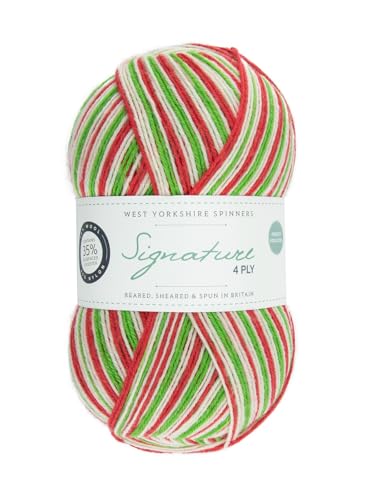 WYS Sockenwolle mit Bluefaced Leicester Wolle "Signature 4ply" sock yarn 989 - Candy Cane, 100g Wolle, Sockenwolle mit blue faced leicester wool von West Yorkshire Spinners