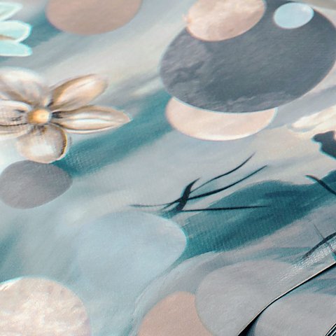Wachstuch "Blumen & Bubbles", blau-color Wachstuch "Blumen & Bubbles", blau-color