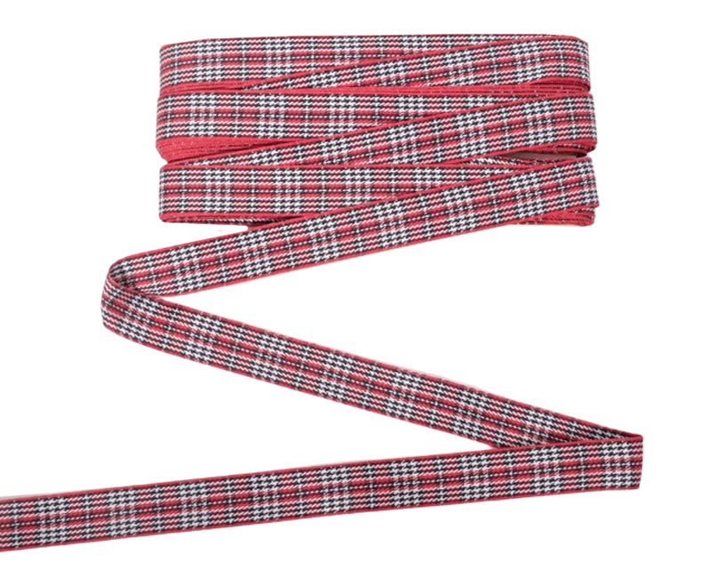 Webband mit Karo / Pepitamuster- 3 Meter - Rot Webband mit Karo / Pepitamuster- 3 Meter - Rot