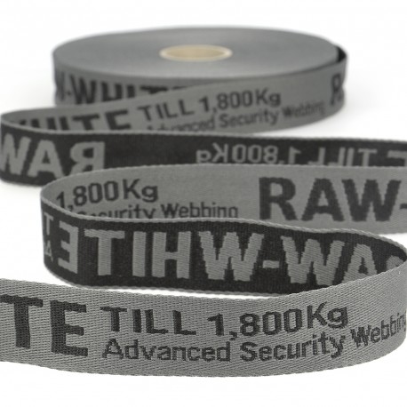 Webband unifarben mit Schrift, Jacquardband, Gurtband - 1 Meter - grau