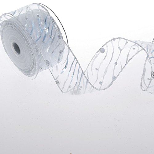 Wellenband mit Glitzerpunkten - Silber - 50mm - 10m - 8284 17 (1,75€/m)