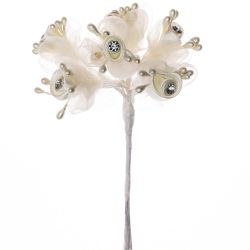Wickelblüte mit Strass creme 6 Stück von idee. Creativmarkt
