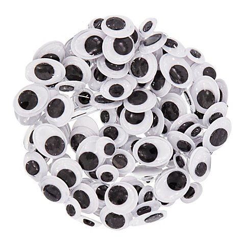XXL-Wackelaugen-Pack, zum Kleben, oval und rund, schwarz-weiß, 5–16 mm, 600 Stück