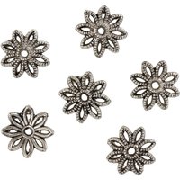 Zier-Perlkappen "Blume 1", 6 Stück von Silber