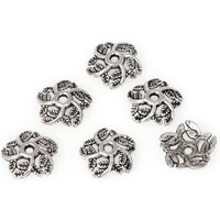 Zier-Perlkappen "Blume 2", 6 Stück von Silber