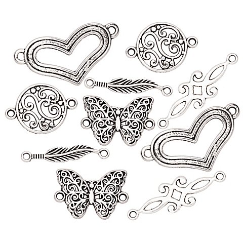 Zwischenteile "Schmetterling", silber, 20–30 mm, 10 Stück Zwischenteile "Schmetterling", silber, 20–30 mm, 10 Stück