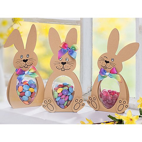 buttinette Bastel-Set Geschenkverpackung "Hasen", 3 Stück von buttinette
