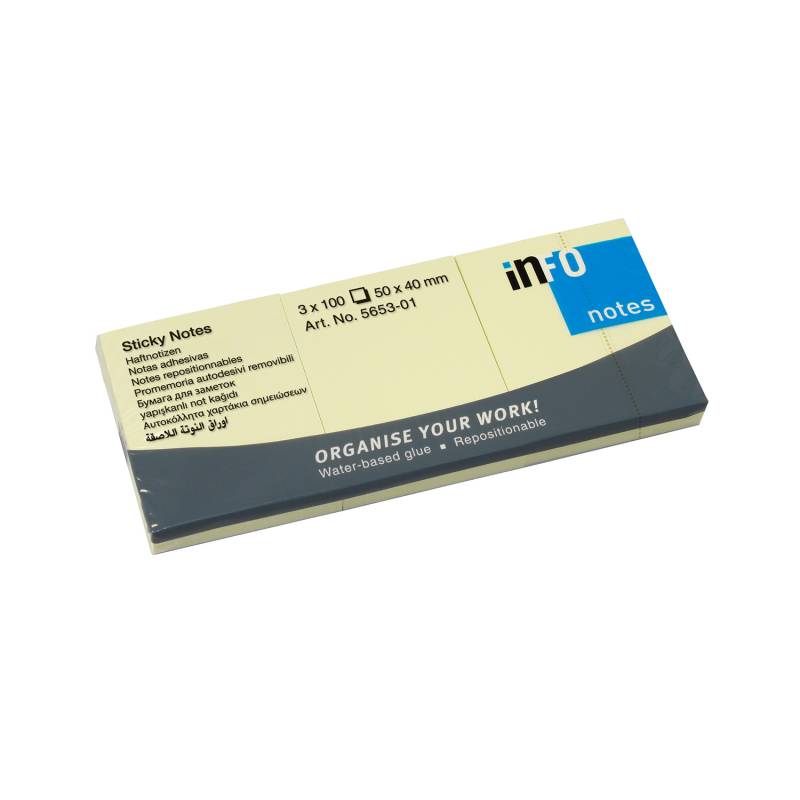 inFO Haftnotiz Gelb 3x100 Blatt