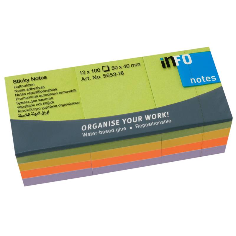 inFO Haftnotizen Spring-Mix 12x100 Blatt