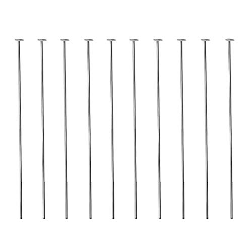 DIY925 10 Stück Nietstifte Kopfstifte 925 Sterling Silber 50mm x Ø 0,5mm x 1,8mm Kopf Prismenstifte für Ohrhänger Schmuckherstellung von DIY925