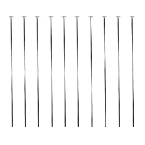 DIY925 10 Stück Nietstifte Kopfstifte 925 Sterling Silber 70mm x Ø 0,5mm x 1,8mm Kopf Prismenstifte für Ohrhänger Schmuckherstellung von DIY925
