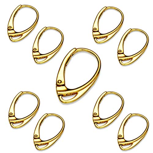 DIY925 5 Paar Damen Brisuren Ohrhänger 18mm 925 Sterling Silber 24K vergoldet Klapp- Ohrringe in Juweliers- Qualität von DIY925