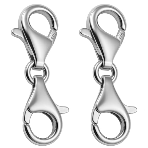 Karabinerverschlüsse doppelt 925 Sterling Silber Schmuckverschlüsse 19mm für Ketten Armbänder Colliers Ersatz & Reparatur Karabinerhaken DIY Schmuckzubehör (2 Stück) von DIY925